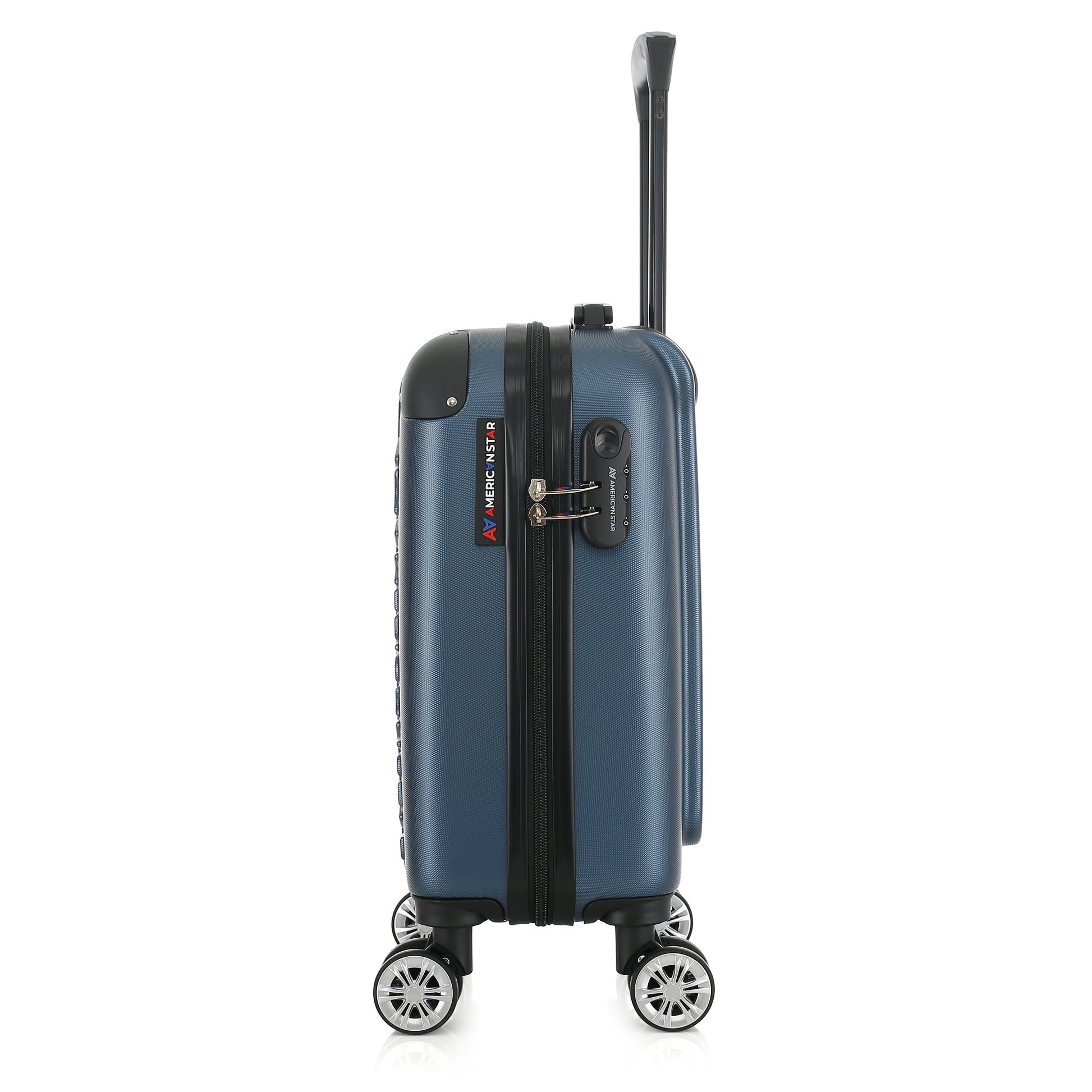 Valise bleue de notre collection American Star, Washington XS de côté