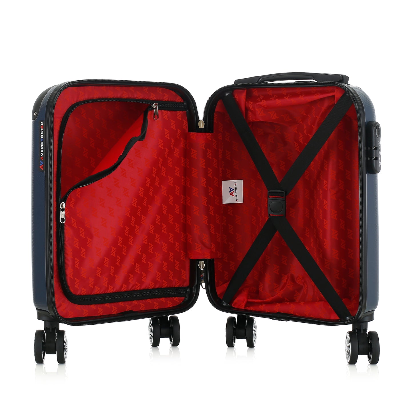 Valise bleue de notre collection American Star, Washington XS ouverte