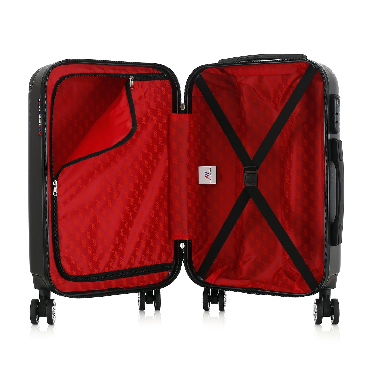 Valise grise foncée de notre collection American Star, Washington XS ouverte