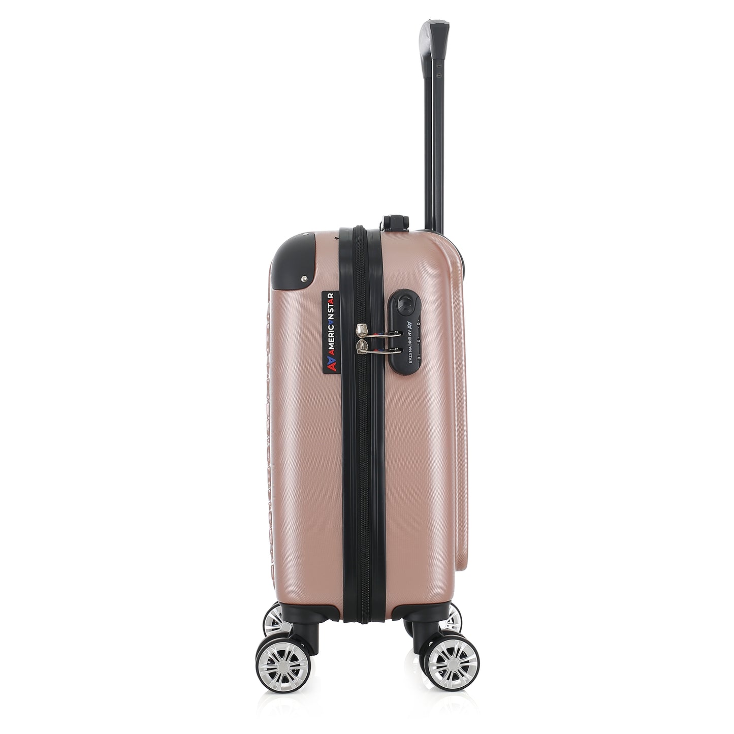 Valise rose or de notre collection American Star Washington XS de côté