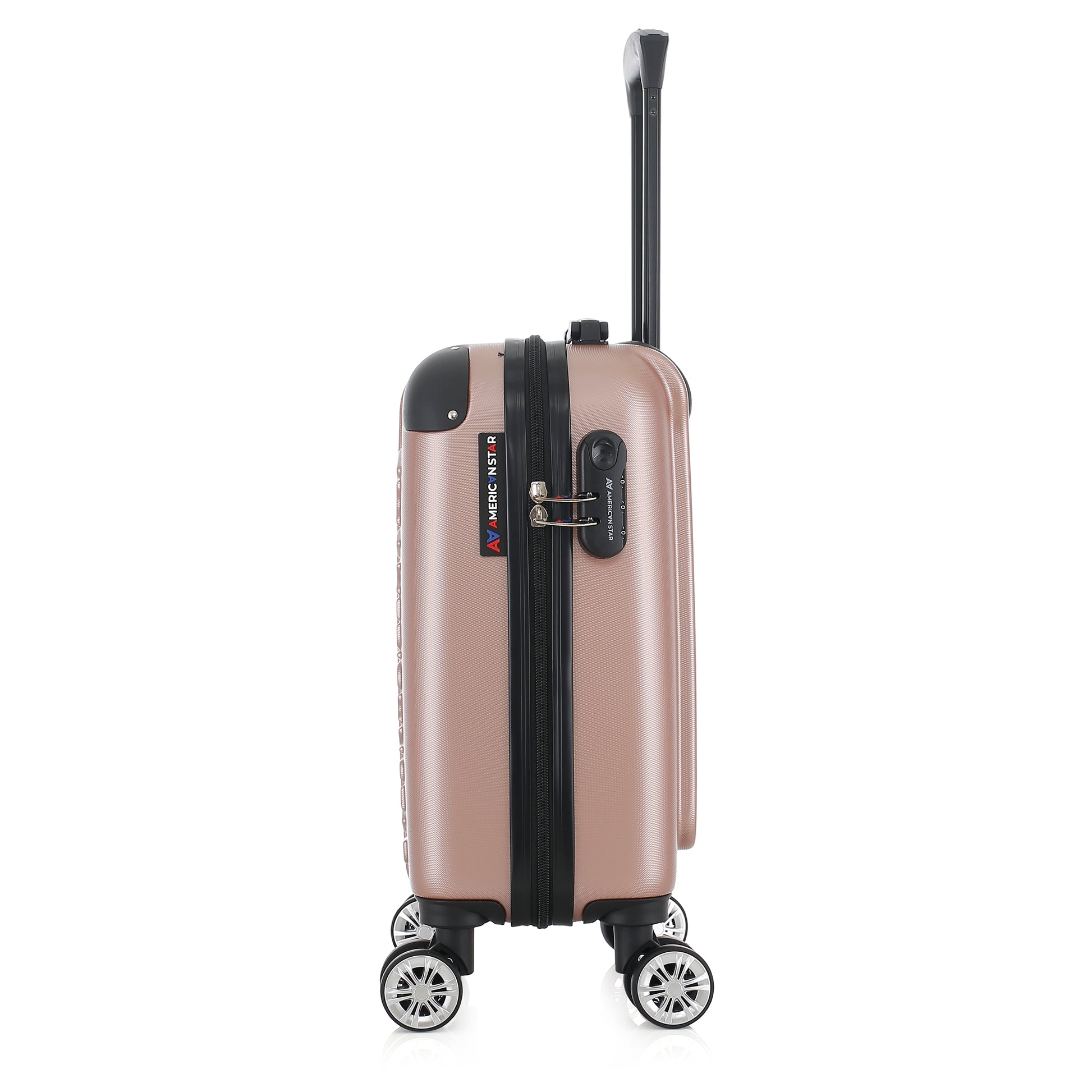 Valise rose or de notre collection American Star Washington XS de côté